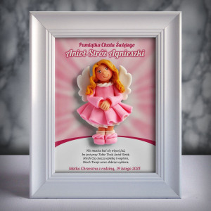 Pamiątka Chrztu Świętego - ramka 15x20 z aniołkiem