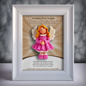Pamiątka Chrztu Świętego - ramka 15x20 z aniołkiem
