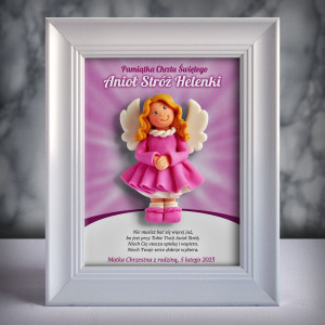 Pamiątka Chrztu Świętego - ramka 15x20 z aniołkiem