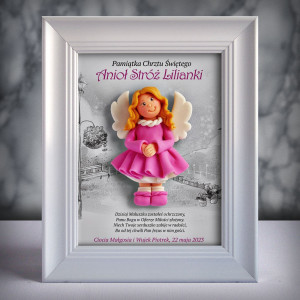 Pamiątka Chrztu Świętego - ramka 15x20 z aniołkiem