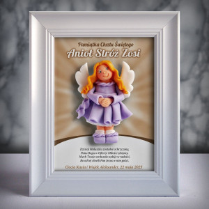 Pamiątka Chrztu Świętego - ramka 15x20 z aniołkiem