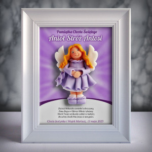 Pamiątka Chrztu Świętego - ramka 15x20 z aniołkiem