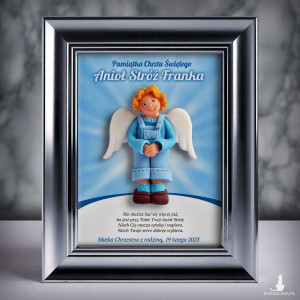 Pamiątka Chrztu Świętego - ramka 15x20 z aniołkiem