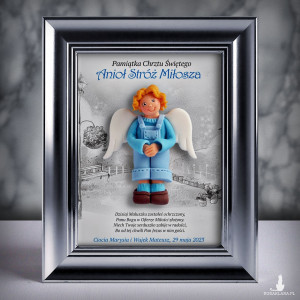 Pamiątka Chrztu Świętego - ramka 15x20 z aniołkiem