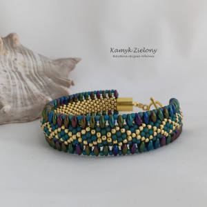 Bransoletka szmaragdowo-złota