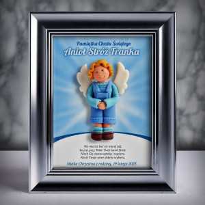 Pamiątka Chrztu Świętego - ramka 15x20 z aniołkiem