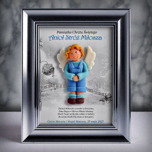 Pamiątka Chrztu Świętego - ramka 15x20 z aniołkiem