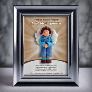 Pamiątka Chrztu Świętego - ramka 15x20 z aniołkiem