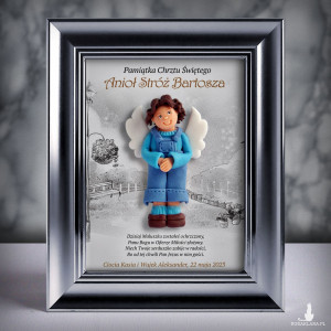 Pamiątka Chrztu Świętego - ramka 15x20 z aniołkiem