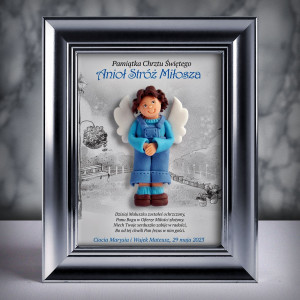 Pamiątka Chrztu Świętego - ramka 15x20 z aniołkiem