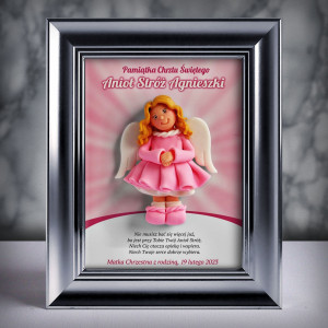 Pamiątka Chrztu Świętego - ramka 15x20 z aniołkiem