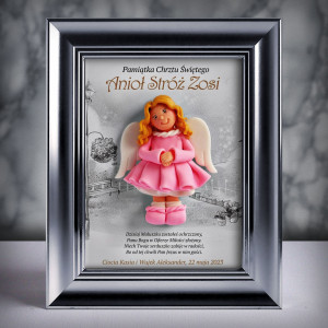 Pamiątka Chrztu Świętego - ramka 15x20 z aniołkiem