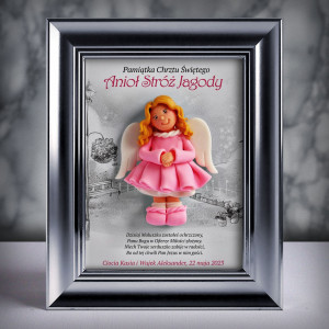 Pamiątka Chrztu Świętego - ramka 15x20 z aniołkiem
