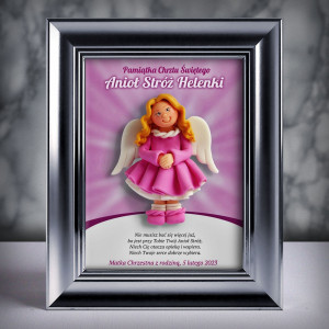 Pamiątka Chrztu Świętego - ramka 15x20 z aniołkiem