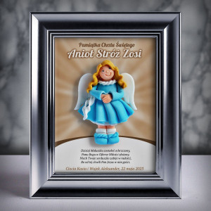 Pamiątka Chrztu Świętego - ramka 15x20 z aniołkiem