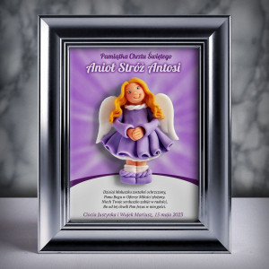 Pamiątka Chrztu Świętego - ramka 15x20 z aniołkiem