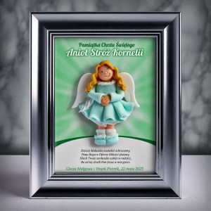Pamiątka Chrztu Świętego - ramka 15x20 z aniołkiem