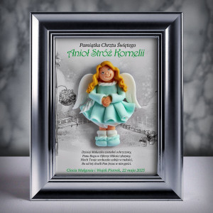 Pamiątka Chrztu Świętego - ramka 15x20 z aniołkiem