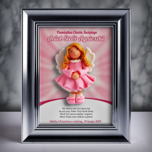Pamiątka Chrztu Świętego - ramka 15x20 z aniołkiem