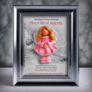 Pamiątka Chrztu Świętego - ramka 15x20 z aniołkiem