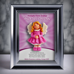 Pamiątka Chrztu Świętego - ramka 15x20 z aniołkiem