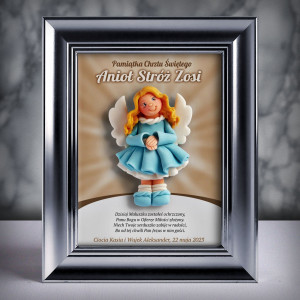 Pamiątka Chrztu Świętego - ramka 15x20 z aniołkiem