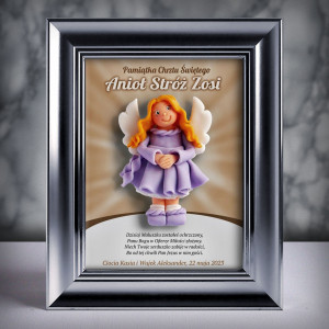 Pamiątka Chrztu Świętego - ramka 15x20 z aniołkiem