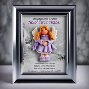 Pamiątka Chrztu Świętego - ramka 15x20 z aniołkiem