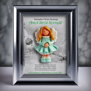 Pamiątka Chrztu Świętego - ramka 15x20 z aniołkiem
