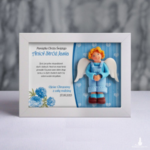Pamiątka Chrztu Świętego - ramka 20x15 z aniołkiem