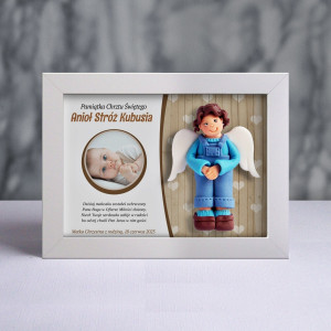 Pamiątka Chrztu Świętego - ramka 20x15 z aniołkiem
