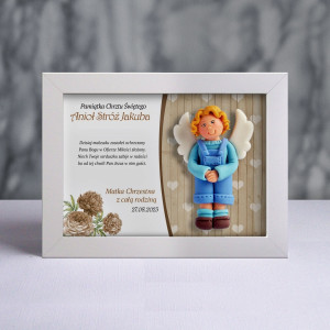 Pamiątka Chrztu Świętego - ramka 20x15 z aniołkiem