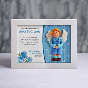Pamiątka Chrztu Świętego - ramka 20x15 z aniołkiem
