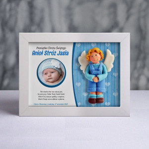 Pamiątka Chrztu Świętego - ramka 20x15 z aniołkiem