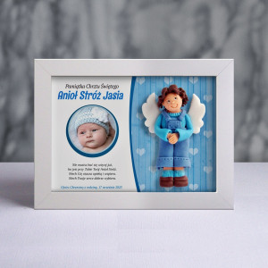 Pamiątka Chrztu Świętego - ramka 20x15 z aniołkiem