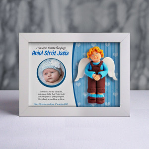 Pamiątka Chrztu Świętego - ramka 20x15 z aniołkiem