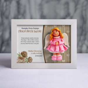 Pamiątka Chrztu Świętego - ramka 20x15 z aniołkiem