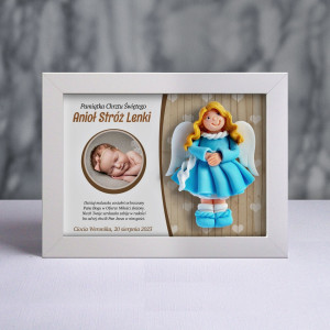 Pamiątka Chrztu Świętego - ramka 20x15 z aniołkiem