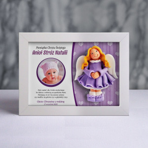 Pamiątka Chrztu Świętego - ramka 20x15 z aniołkiem
