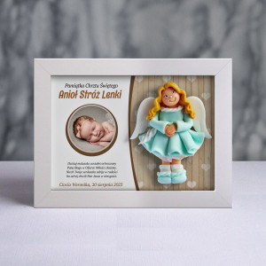 Pamiątka Chrztu Świętego - ramka 20x15 z aniołkiem