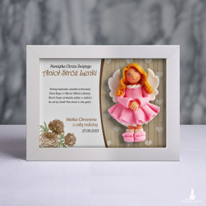 Pamiątka Chrztu Świętego - ramka 20x15 z aniołkiem