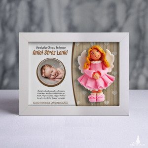Pamiątka Chrztu Świętego - ramka 20x15 z aniołkiem