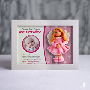 Pamiątka Chrztu Świętego - ramka 20x15 z aniołkiem