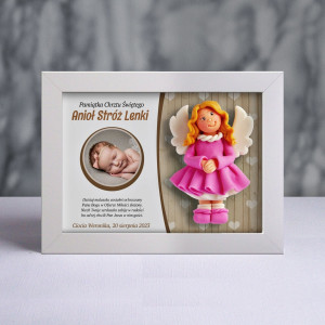 Pamiątka Chrztu Świętego - ramka 20x15 z aniołkiem