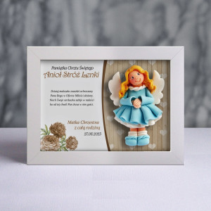 Pamiątka Chrztu Świętego - ramka 20x15 z aniołkiem