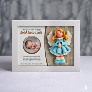 Pamiątka Chrztu Świętego - ramka 20x15 z aniołkiem