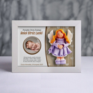 Pamiątka Chrztu Świętego - ramka 20x15 z aniołkiem