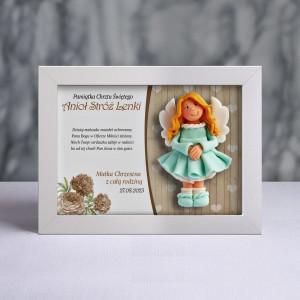 Pamiątka Chrztu Świętego - ramka 20x15 z aniołkiem