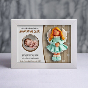 Pamiątka Chrztu Świętego - ramka 20x15 z aniołkiem