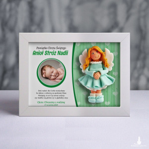 Pamiątka Chrztu Świętego - ramka 20x15 z aniołkiem